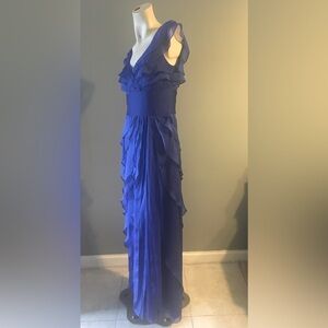 Adrianna Papell Royal Blue Ruffled Maxi Dress